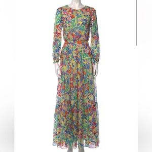 SALONI Pink and Orange Tiered A-line Maxi Dress